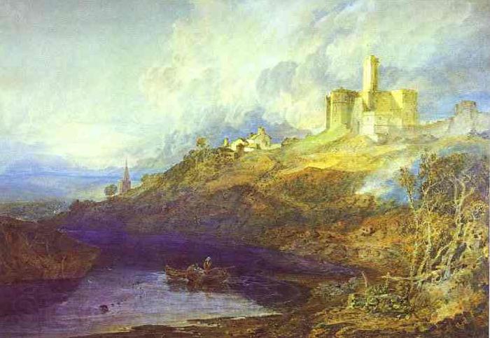 J.M.W. Turner Warkworth Castle Northumberland Thunder Storm Approaching at Sun-Set. Norge oil painting art